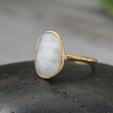 Gold Plated Faceted Stone Ring: Labradorite / 10