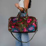 Dk. Green & Multicolored Floral Duffel