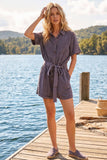 MINEREAL WASHED TIE WAIST OVERALL ROMPER