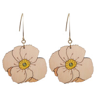 Pink Poppy Wood Earrings