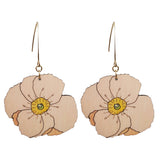 Pink Poppy Wood Earrings