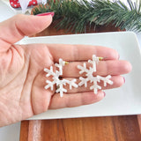 Snowflake Hoops - Cream // Christmas, Holiday, Jewelry, Earrings