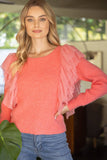 34916 Layered Tulle Detailed Sweater Top