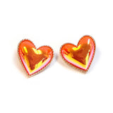 Iridescent Puffy Love Heart Stud earrings