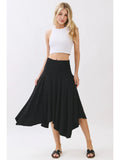 Solid Handkerchief Hemline Skirt