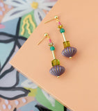 Purple Fluted Dangle Earrings