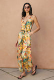 Wicker Button Down Sash Belt Jumpsuit