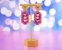 Hearts Valentines Earrings, Red & Pink Dangles