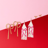 Katie Large Ribbon Bow Post Earrings Brass Wholesale