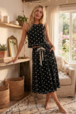 Retro Dot Tank & Midi Skirt Set