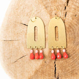 Colorful Brass and Bead Arch Earrings