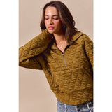 TRIANGLE QUILTED ZIP UP NECK TOP WITH POCKET