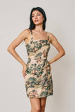Toile Print Square Neck Mini Dress