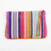 Handwoven Cosmetic With Leather Purse: Blue