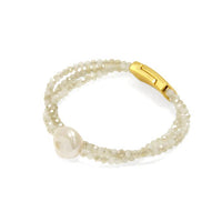 Beaded Three Row Bracelet with Pearl