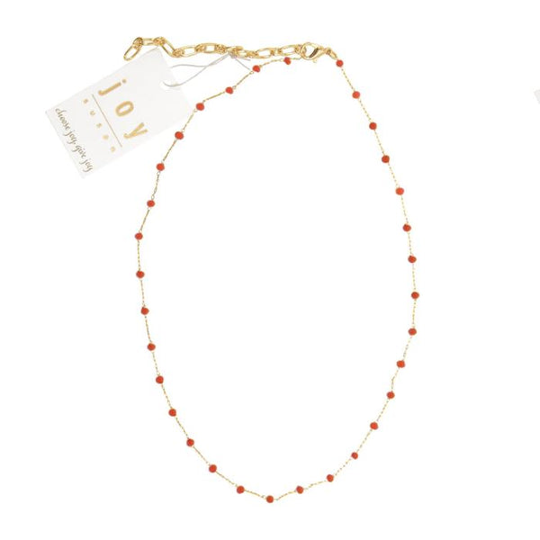 Gold Coral Beaded Necklace