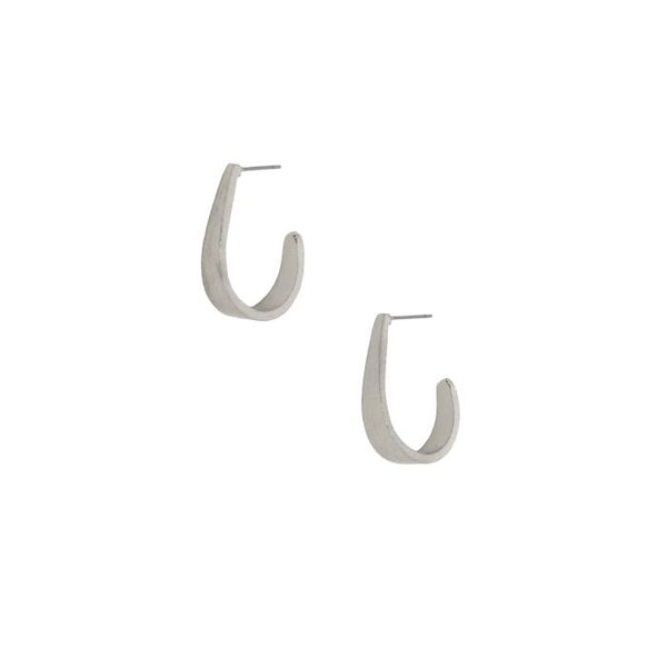 Scratched J Hoop Stud Earrings