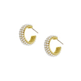 Pearl Studded Post Hoop Earrings