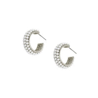 Pearl Studded Post Hoop Earrings