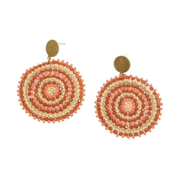 Gold + Peach Seeded Beaded Round