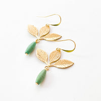 Three Leaf Earrings with Turquoise Beads