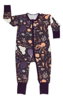 Marine Life, Purple Baby Pajamas: 0-3 Months