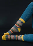 Mustard, Blue & Orange Pattern Socks