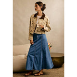 HORSE PRINT CORDUROY COLLAR JACKET