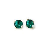 Sterling Silver S925 Post 12mm Round Glass Stud Earrings