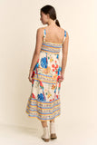 SQUARE NECK STRAPPY MIDI SUNDRESS TIERED SKIRT