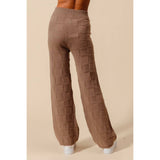 CHECKER PATTERN KNITTED STRAIGHT LEG SWEATER PANTS