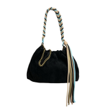 Plissa M suede leather bag: CAMEL