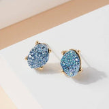 Druzy Sparkly Stone Crystals Stud Earrings