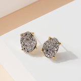 Druzy Sparkly Stone Crystals Stud Earrings