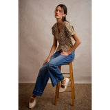 MID RISE FLARE PINTUCK BOTTOM DENIM JEANS