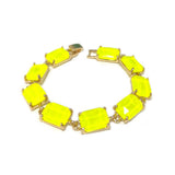 Emerald Cut Glass Crystal Linked Statement Bracelet