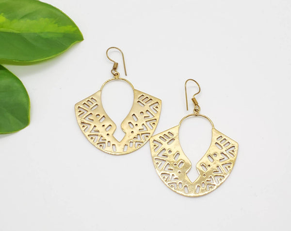 Brass Boomerang Earring