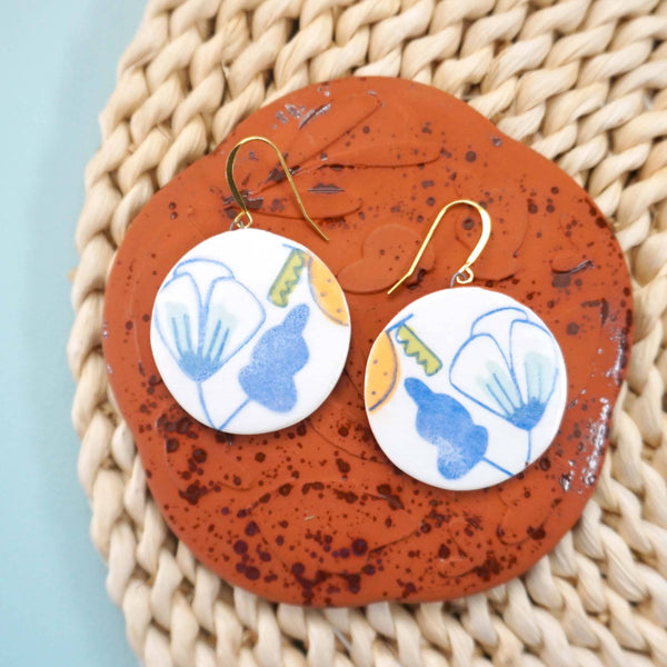 Orange Flora Dangle Earrings - Wholesale
