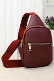 Solid PU Sling Bag: Light Brown