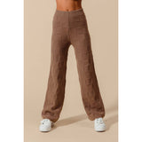 CHECKER PATTERN KNITTED STRAIGHT LEG SWEATER PANTS