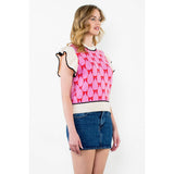 Flutter Sleeve Bow Knit Top