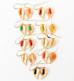 Small leaf earrings with colorful beads