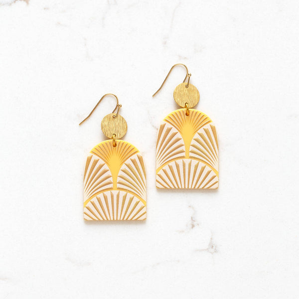 Golden Art Deco Dangle Earrings
