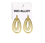 Mila Geometric 3-Tier Teardrop Earrings Brass Wholesale