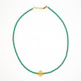 Beaded Glass Necklace with Square Bead