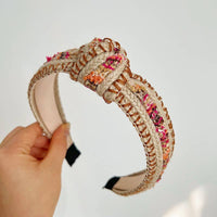 Boho Mixed Woven Embellished Rattan Knot Headband