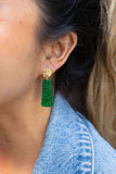 Mia Mini Earrings - Green Glitter // Jewelry, Earrings, Game Day, Christmas