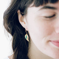 Small leaf earrings with colorful beads