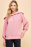 CT9019-Front Zipper Oversized Collar Pullover