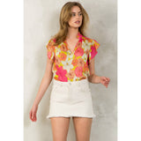Flutter Sleeve Floral Top